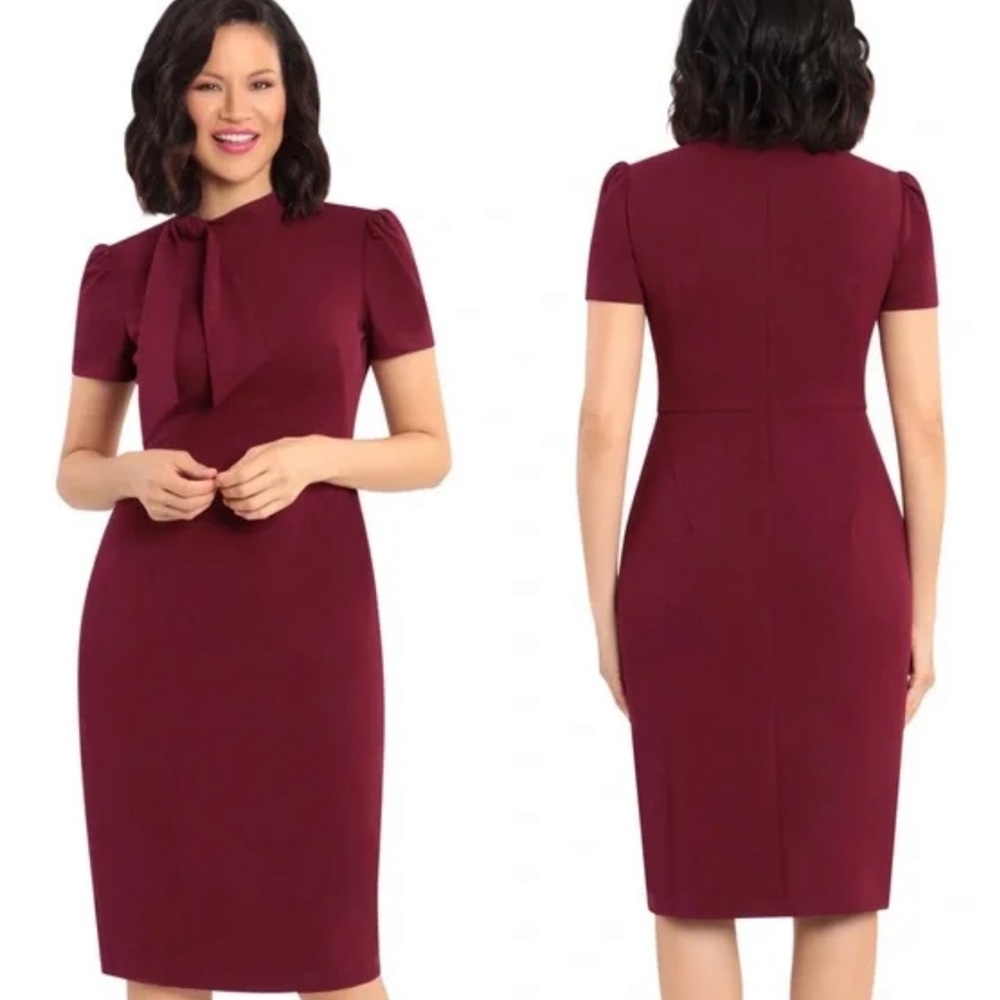 Maggie London burgundy tie front dress